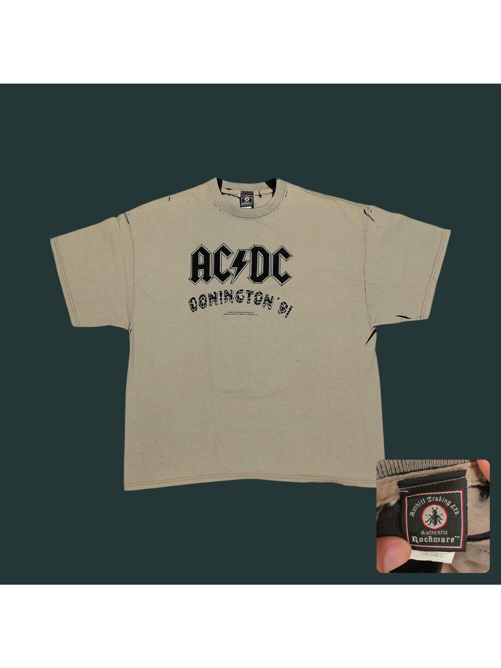 Y2K 2006 ACDC Donington 91 Reverse Overdye T-Shirt XL